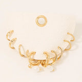 Half Display Pad Studs And Hoops Earrings Set - Gold