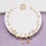 Full Display Pad Studs And Hoops Earrings Set - Gold