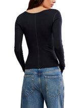 Free People End Game Pointelle LS - Black