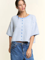 On The Daily Cardigan - Blue/Ivory