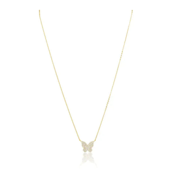 Sahira Elsie Pave Butterfly Necklace - Gold