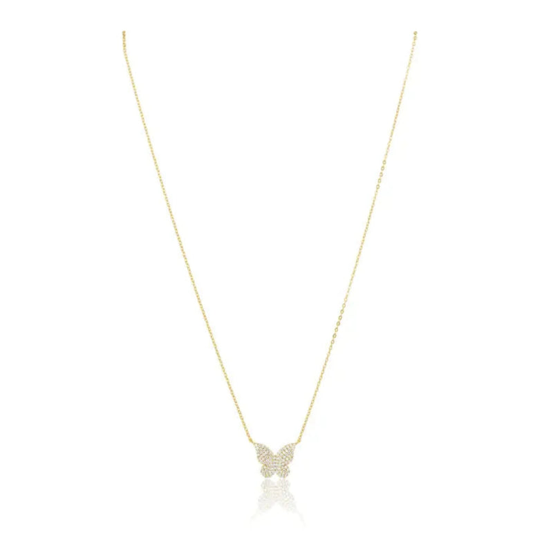 Sahira Elsie Pave Butterfly Necklace - Gold