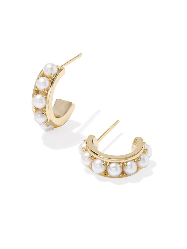 Kendra Scott Krista Huggie Earrings - Gold White Pearl