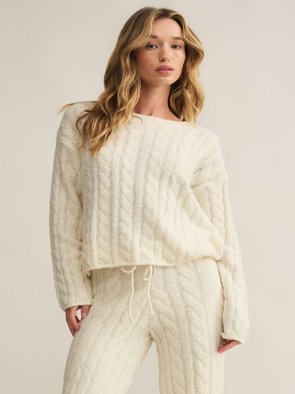 Z Supply Carol Cable Knit LS - Sea Salt