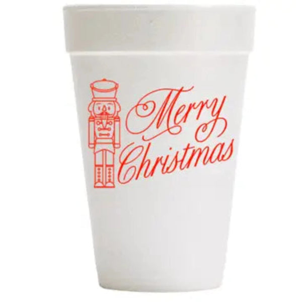 Toy Soldier Merry Christmas Foam Cups - Red