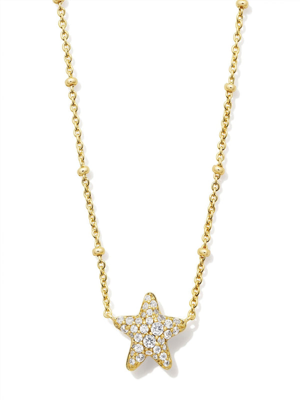 Kendra Scott Jae Star Pave Pendant Necklace - Gold White Crystal