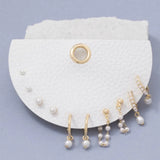 Half Display Pad Studs And Hoops Earrings Set - Gold