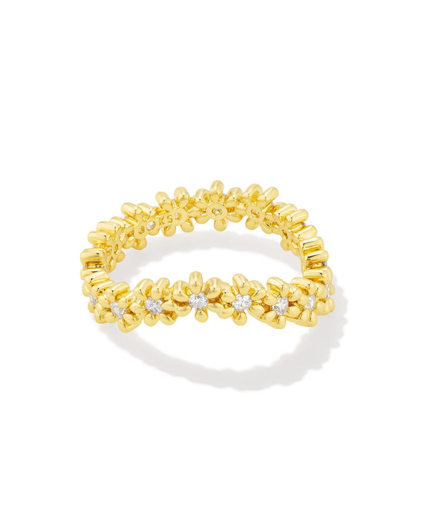 Kendra Scott Nydia Band Ring - Gold White Crystal 8