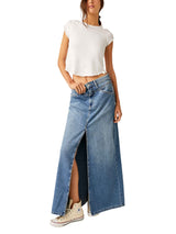 Free People Come As You Are Denim Maxi Skirt - Sapphire Blue