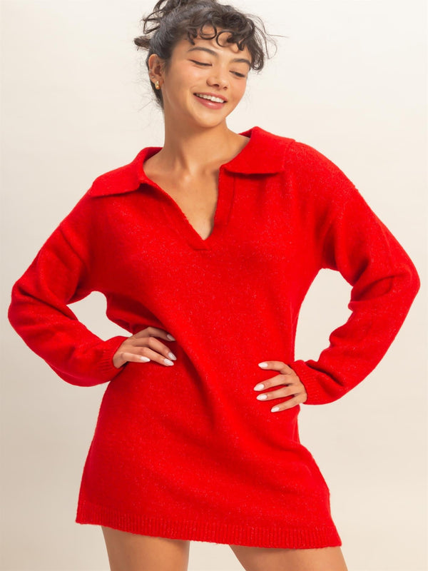 The Hostess Sweater Dress - Red