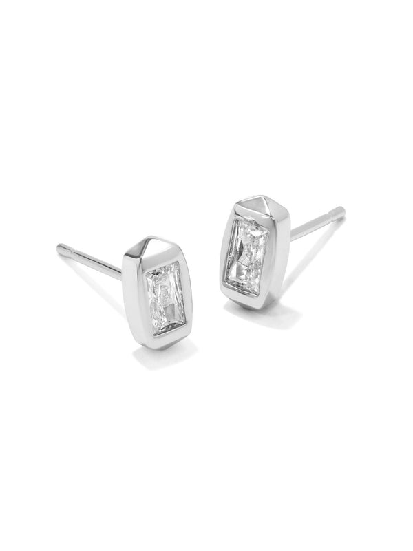 Kendra Scott Fern Crystal Stud Earring - Silver White Crystal