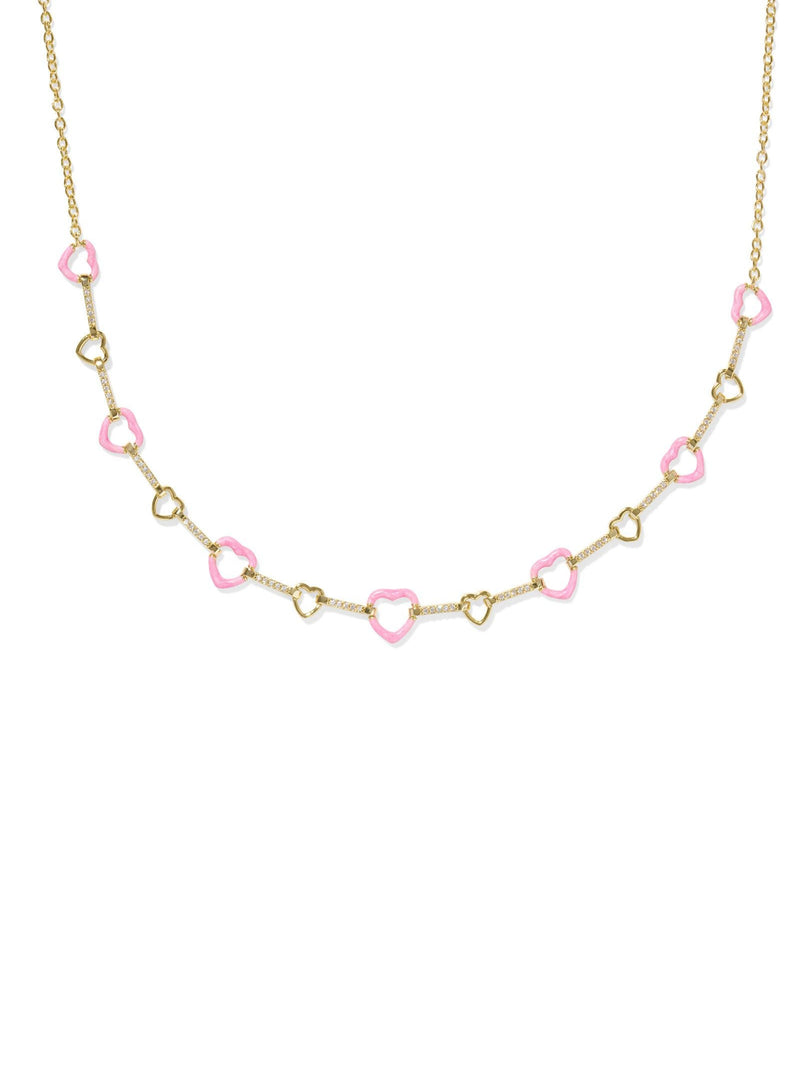 Kendra Scott Haisley Heart Strand Necklace - Gold Pink Enamel