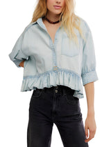 Free People Bailey Denim Shirt - Light Tint Wash