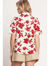 Petals and Plans Top -Red & White