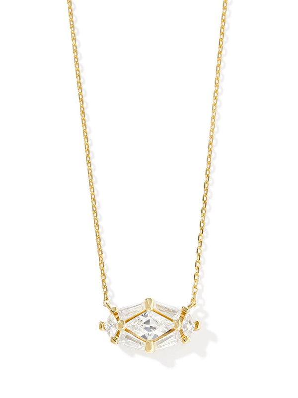 Kendra Scott Lindy Rae Elisa Pendant Necklace - Gold White Crystal