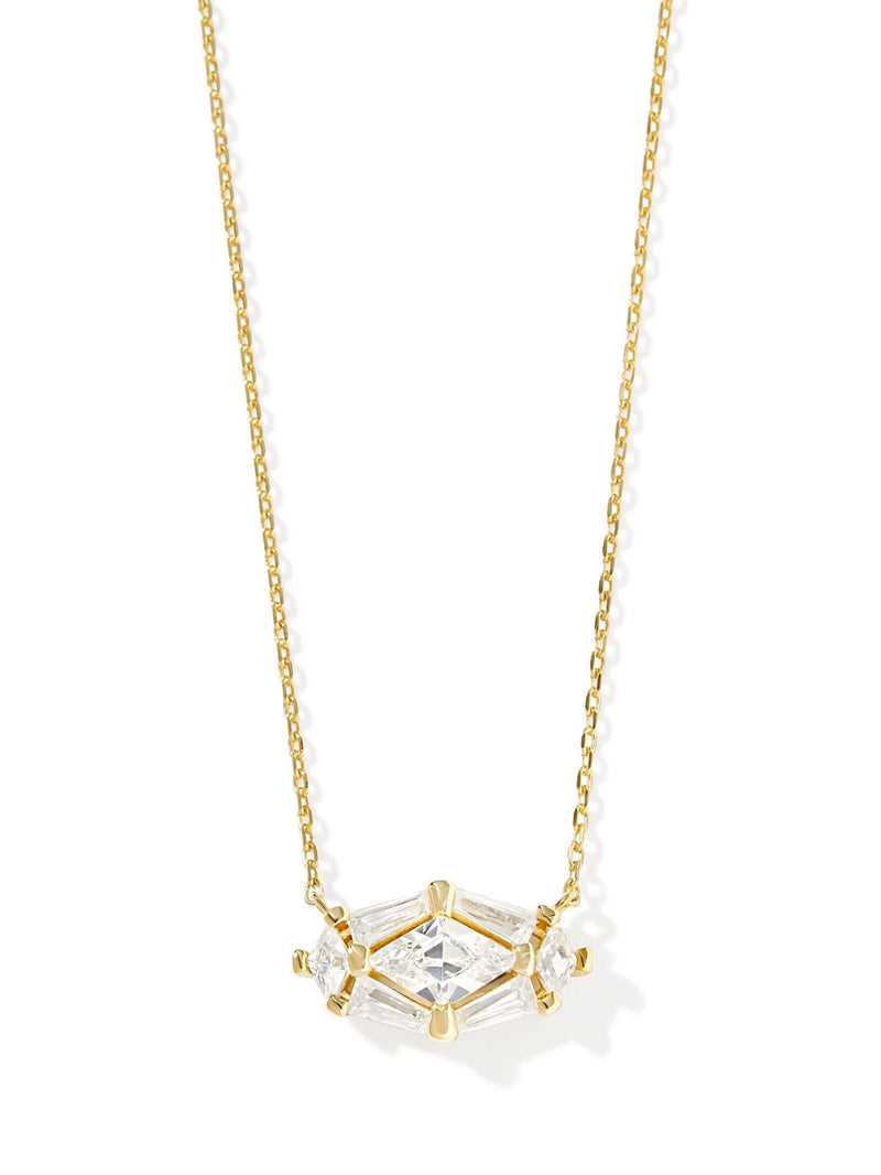 Kendra Scott Lindy Rae Elisa Pendant Necklace - Gold White Crystal