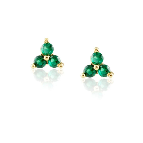 Sahira Kira Emerald Studs - Gold