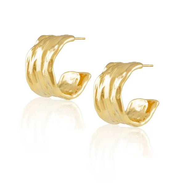 Sahira Gina Hammered Hoop Earrings - Gold