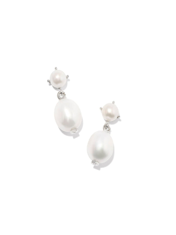 Kendra Scott Eve Drop Earrings - Silver White Pearl