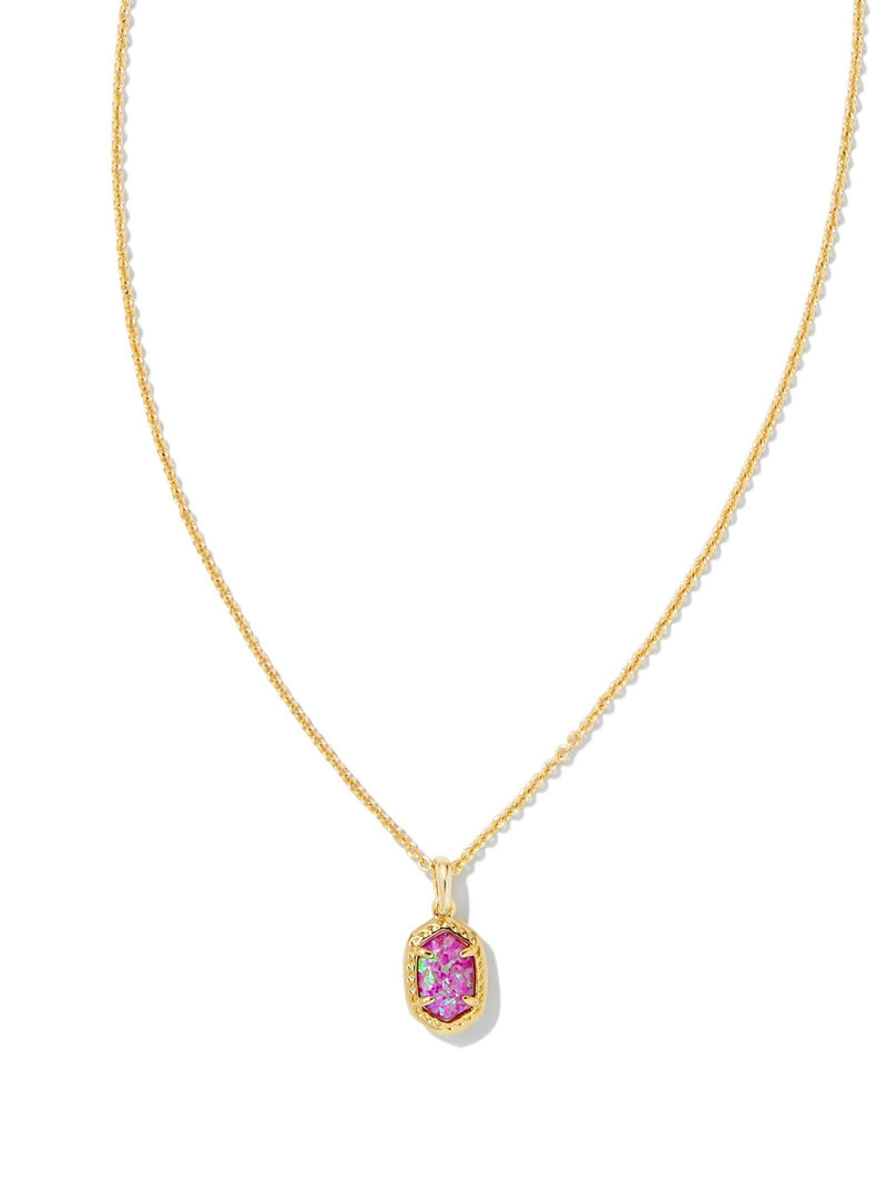 Kendra Scott Daphne Framed Pendant Necklace - Gold Magenta Opal