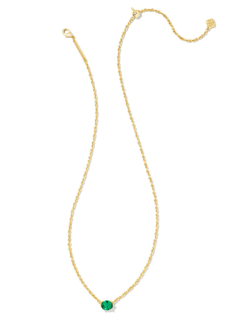 Kendra Scott Cailin Pendant Necklace - Gold Green Crystal