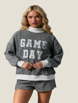 Game Day Mock Neck Stripe Set - Black/White