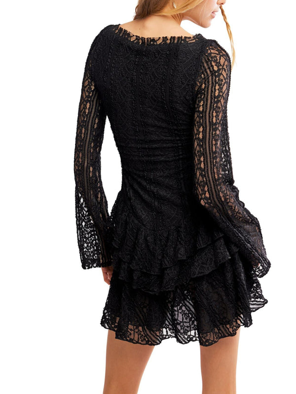 Free People Tabby Lace Mini Dress - Black