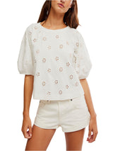 Free People Jessie Eyelet Tee - Whisper White