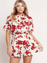 Petals and Plans Top -Red & White