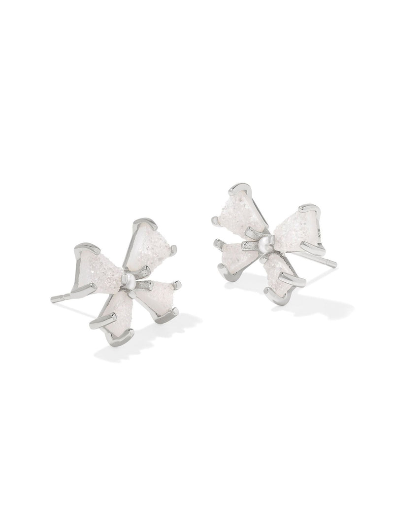 Kendra Scott Blair Bow Small Stud Earrings - Silver Iridescent Drusy