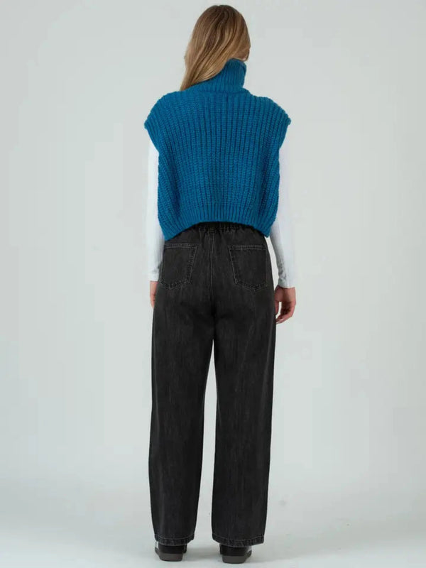 Cable Knit Sweater Vest - Blue