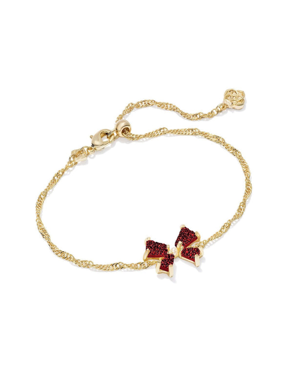 Kendra Scott Blair Bow Small Chain Bracelet - Gold Bright Red Drusy