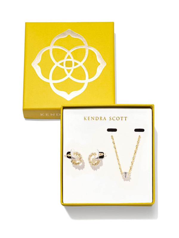 Kendra Scott Cailin Crystal Gift Set - Gold White Crystal