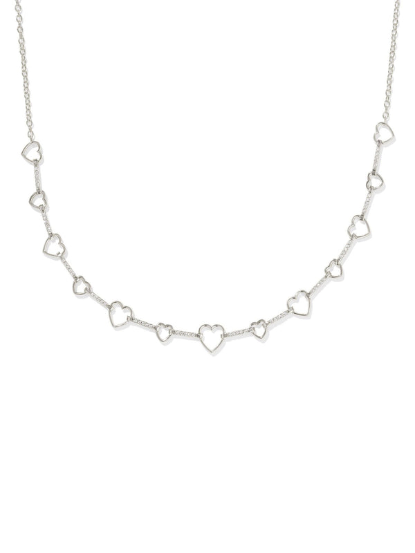 Kendra Scott Haisley Heart Strand Necklace - Silver White Crystal