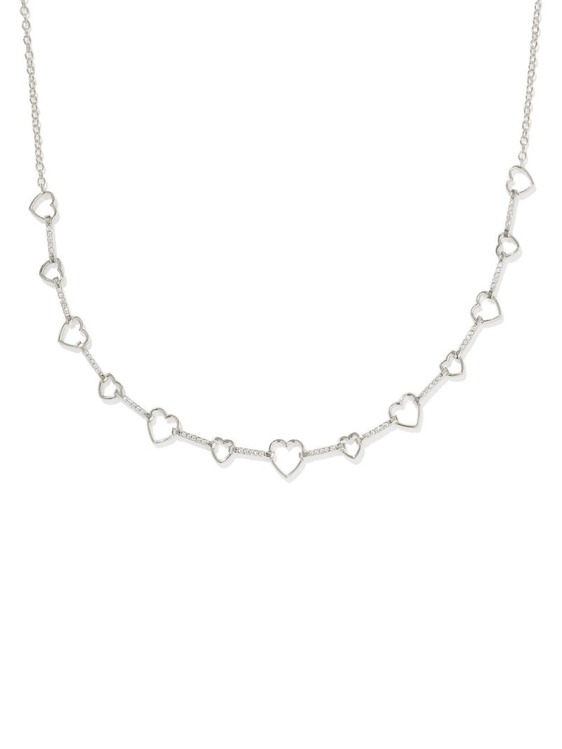 Kendra Scott Haisley Heart Strand Necklace - Silver White Crystal