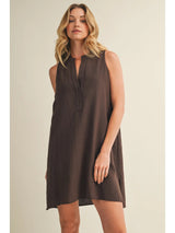 Shoreline Linen Shift Dress - Chocolate