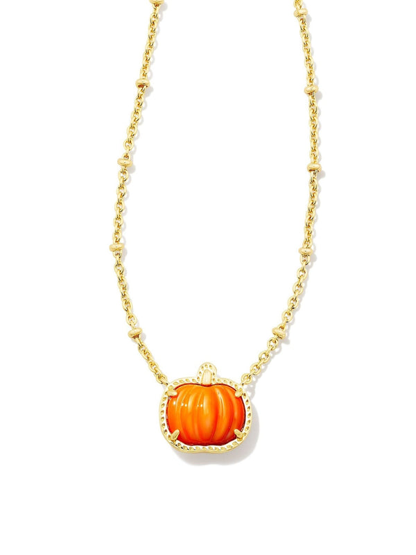 Kendra Scott Pumpkin Necklace - Gold Orange MOP