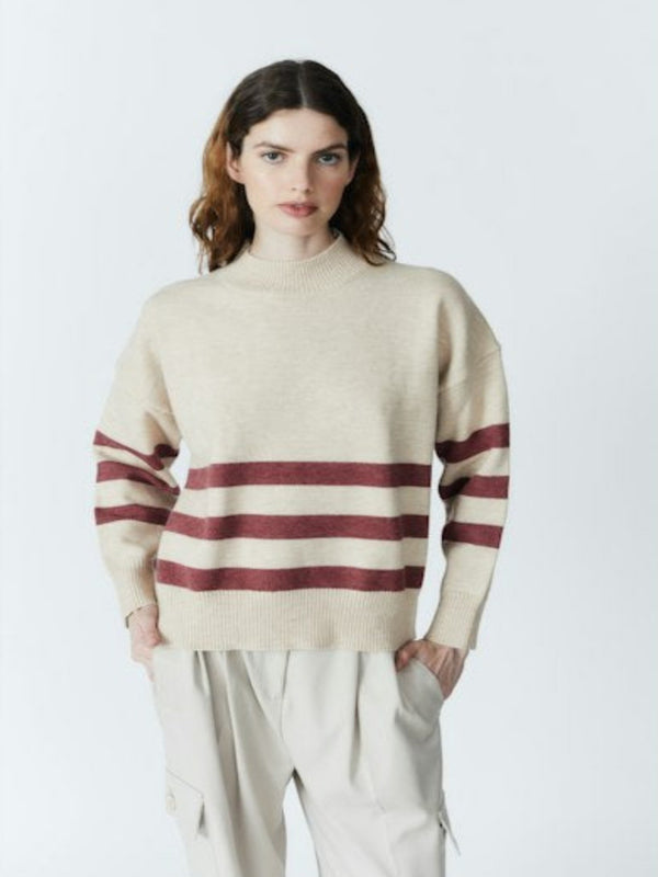 Deluc Atoms Striped Sweater - Alpaca & Blush