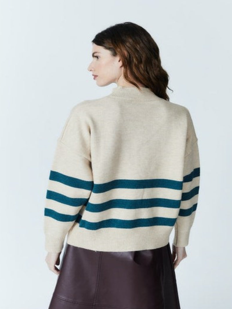 Deluc Atoms Striped Sweater - Alpaca & Green