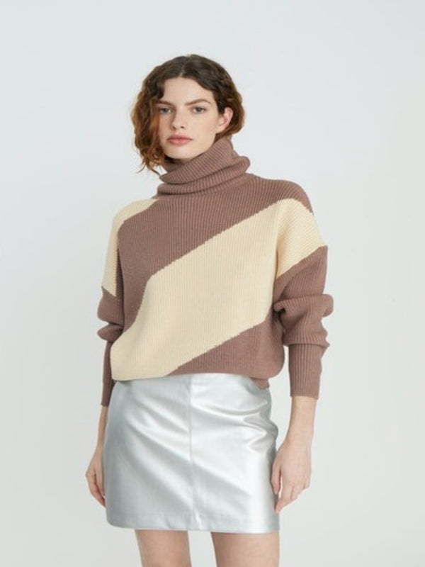 Deluc Stooges Color Block Sweater - Mink & Latte