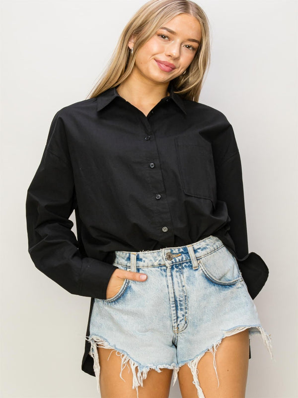 The Basic Girly Button Up - Black