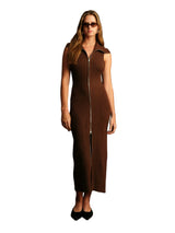 Deluc Paul Zip Up Knit Dress - Chocolate