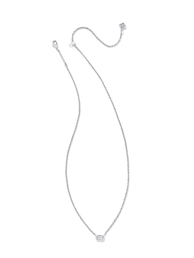 Kendra Scott Fern Crystal Short Pendant Necklace - Silver White Crystal