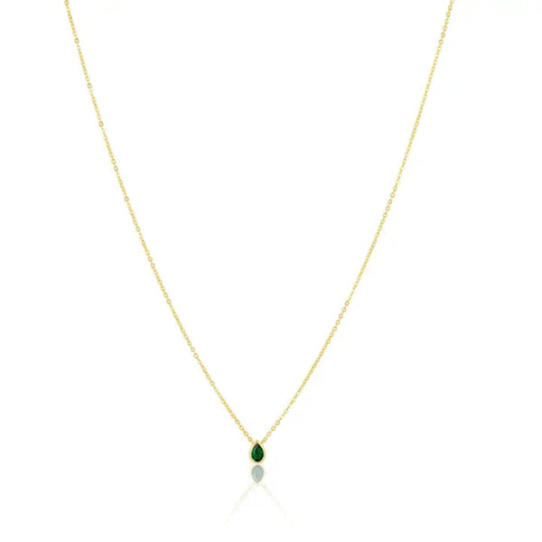 Sahira Ines Raindrop Necklace - Gold Emerald