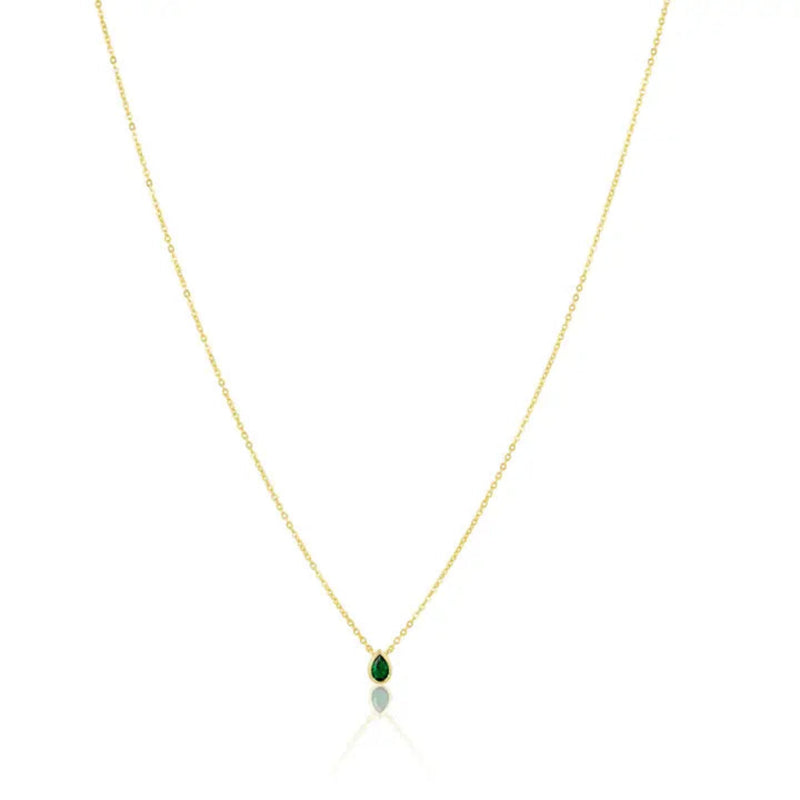 Sahira Ines Raindrop Necklace - Gold Emerald