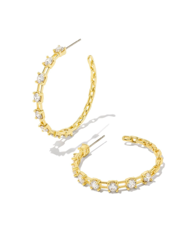 Kendra Scott Lexi Hoop Earrings - Gold White Crystal