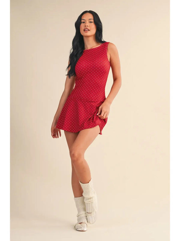 Love Language Athletic Dress - Red Polka Dot