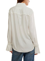 Free People Mary Lou Silky Shirt - Clean Ivory