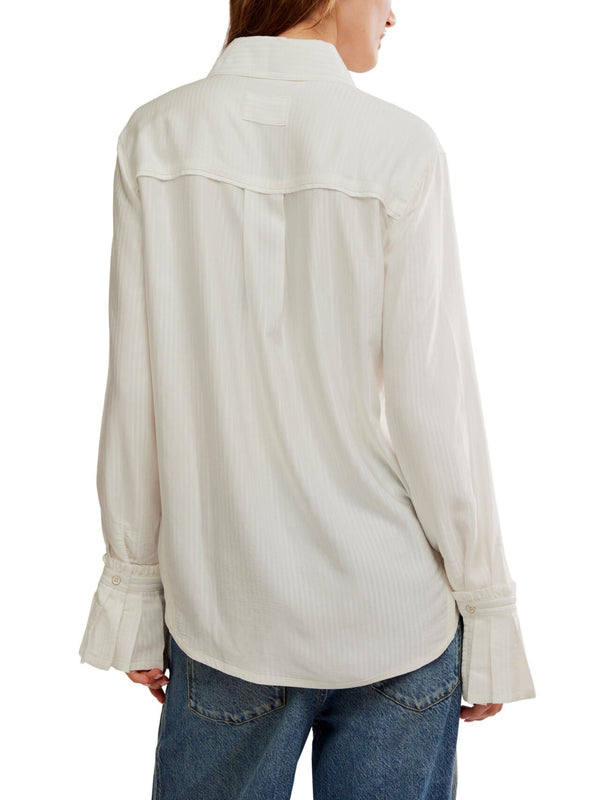Free People Mary Lou Silky Shirt - Clean Ivory