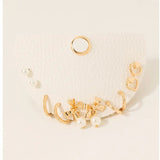 Half Display Pad Studs And Hoops Earrings Set - Gold